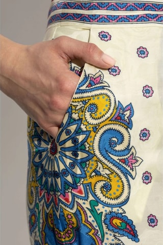 Pantalon regular en soie taille haute - Blanc