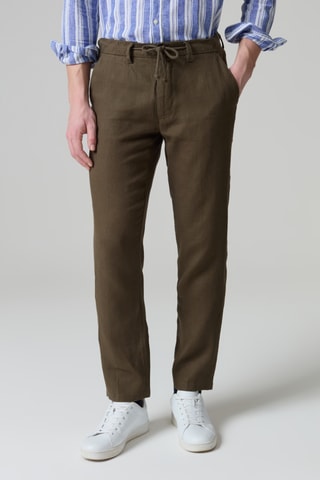 Chino regular en lin - Vert
