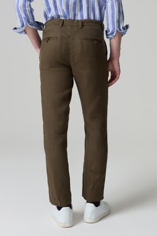 Chino regular en lin - Vert