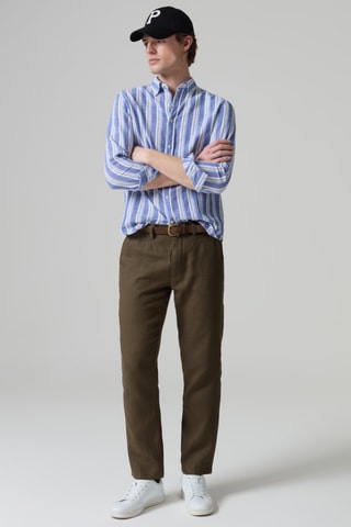 Chino regular en lin - Vert