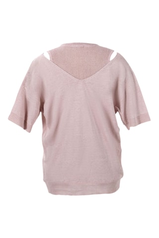 Pull trompe-l'œil en lin - Rose