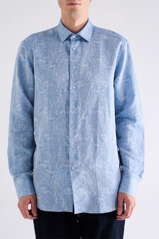Chemise en lin mélangé - Bleu clair