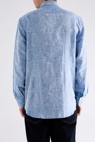 Chemise en lin mélangé - Bleu clair