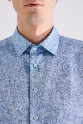Chemise en lin mélangé - Bleu clair