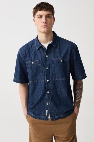 Chemise regular en jean - Bleu