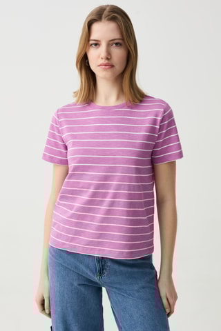 T-shirt - Mauve et blanc