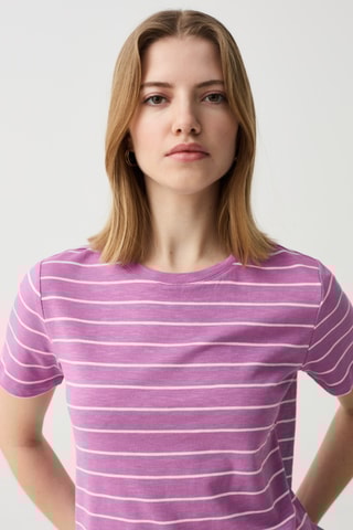 T-shirt - Mauve et blanc
