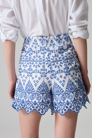 Short regular taille haute - Blanc et bleu marine
