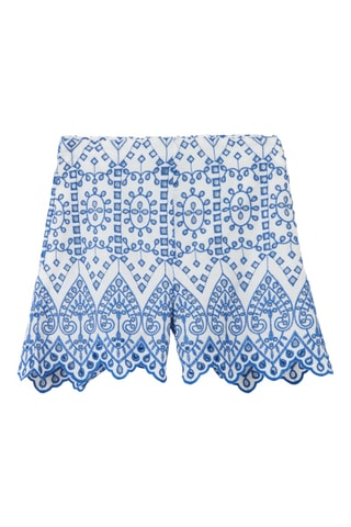 Short regular taille haute - Blanc et bleu marine