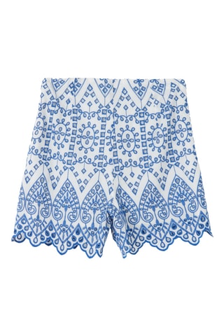 Short regular taille haute - Blanc et bleu marine
