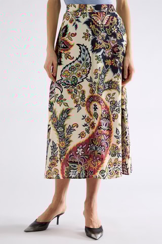 Jupe midi taille haute - Blanc