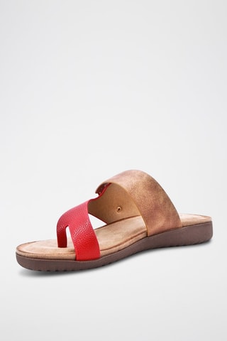 Tongs compensées - Marron et rouge