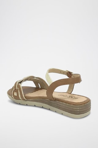 Sandalen met Sleehak - Camel en goudkleurig