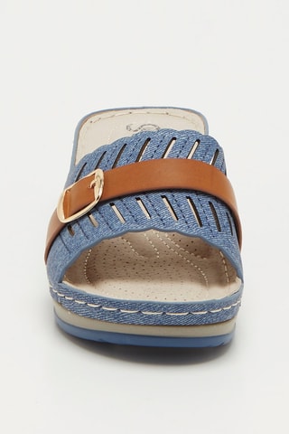 Mules compensées - Bleu et camel