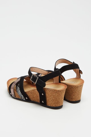 Sandales compensées - Noir, bronze et argenté