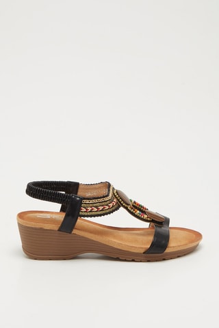 Sandalen met Sleehak - Zwart