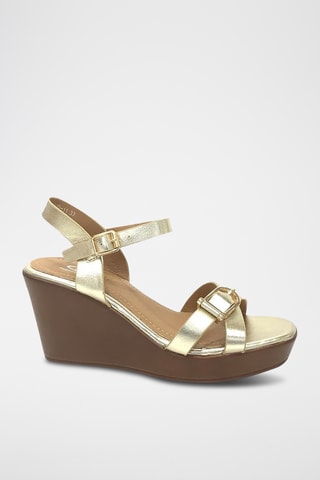 Sandalen met Sleehak - Goudkleurig