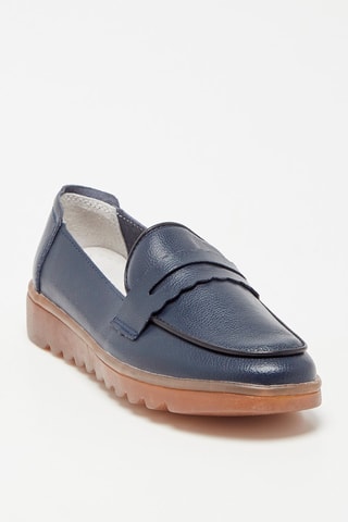 Mocassins en cuir - Bleu foncé