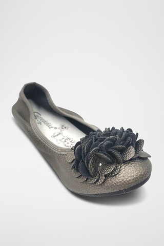 Ballerines en cuir - Gris foncé