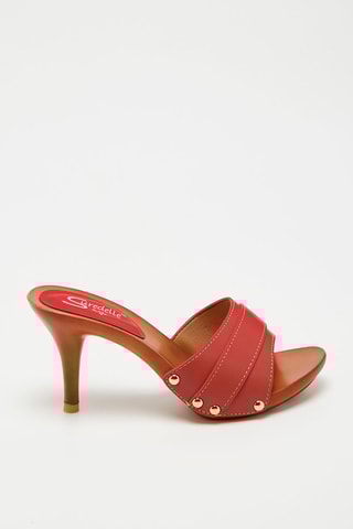 Mules à talons - 
Rouge