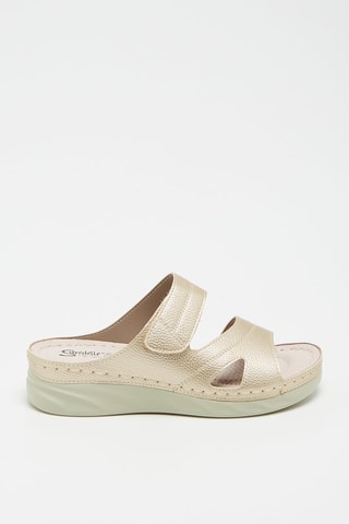 Mules compensées en cuir - Doré