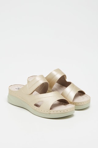 Mules compensées en cuir - Doré