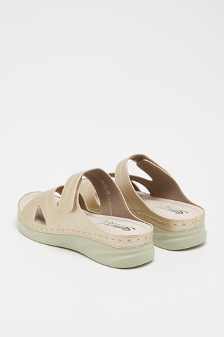 Mules compensées en cuir - Doré