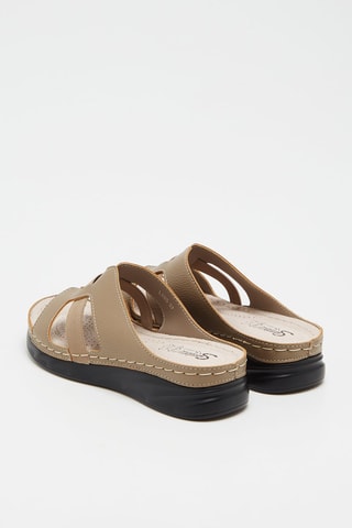Mules compensées en cuir - Taupe