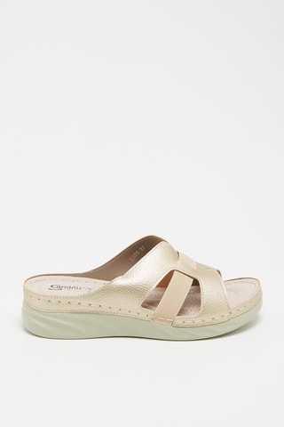 Mules compensées en cuir - Doré