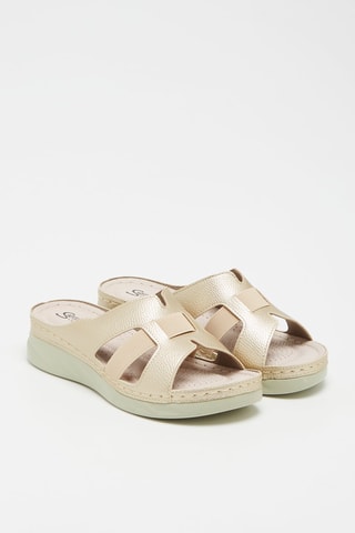 Mules compensées en cuir - Doré