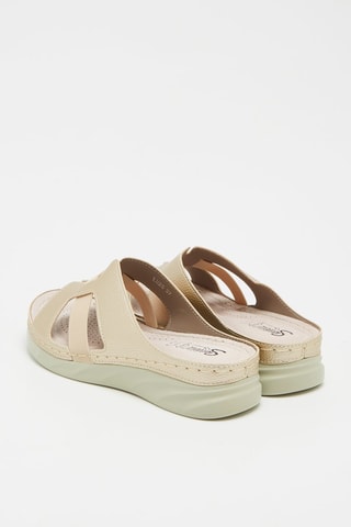 Mules compensées en cuir - Doré