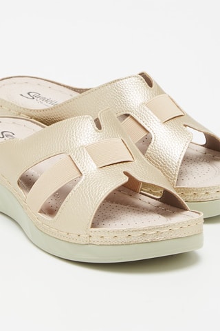 Mules compensées en cuir - Doré