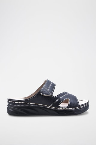 Mules compensées en cuir - Noir