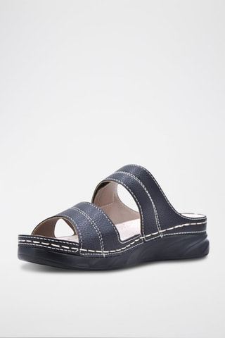 Mules compensées en cuir - Noir
