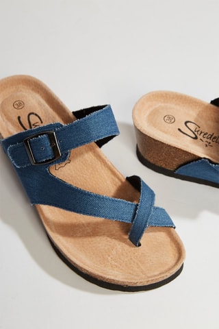 Mules compensées - Bleu