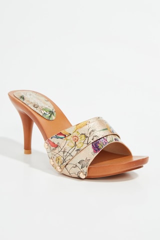 Mules à talons - Beige et jaune
