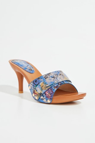 Mules à talons - Bleu et doré