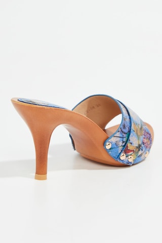 Mules à talons - Bleu et doré