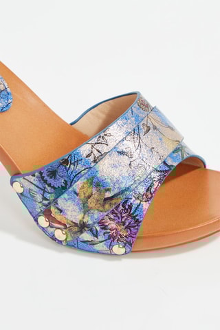 Mules à talons - Bleu et doré