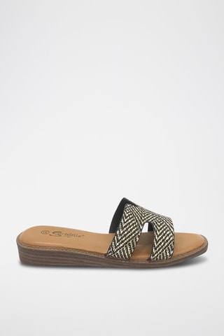 Mules compensées - Beige et noir