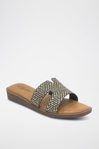 Mules compensées - Beige et noir