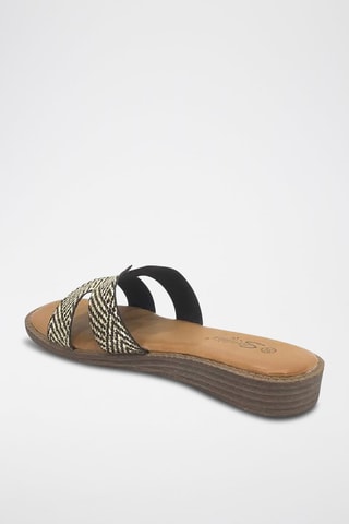 Mules compensées - Beige et noir