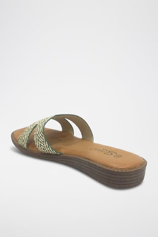 Mules compensées - Vert et beige