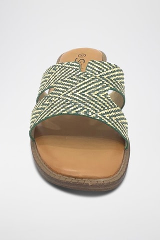 Mules compensées - Vert et beige
