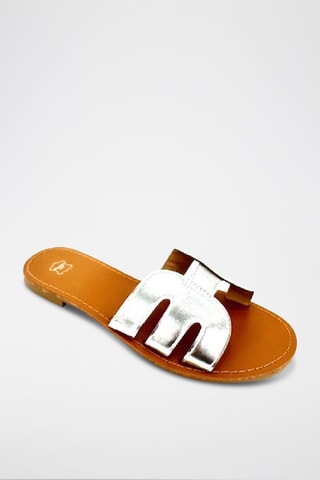 Mules en cuir - Argenté