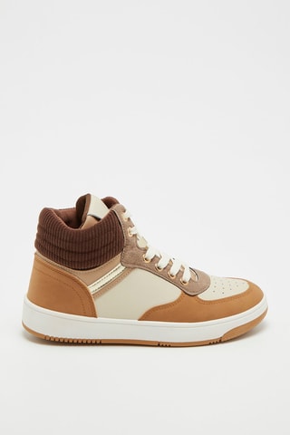 Baskets montantes - Taupe et camel
