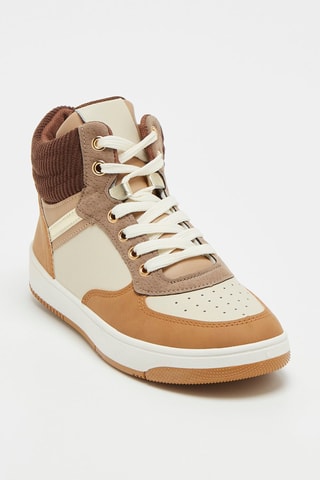 Baskets montantes - Taupe et camel