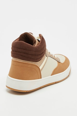 Baskets montantes - Taupe et camel