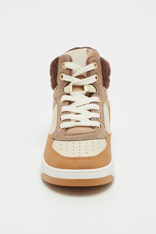 Baskets montantes - Taupe et camel