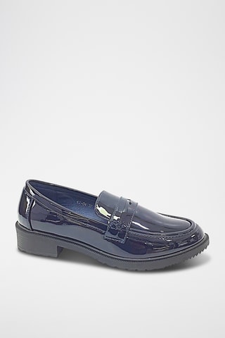 Mocassins vernis à talons - Bleu marine